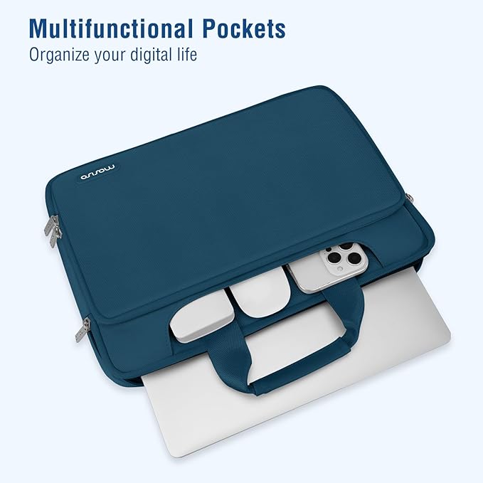 MOSISO 360 Protective Laptop Bag 15.6 inch, 15-16 inch Computer Bag Compatible with MacBook Air 15 inch/Pro 16 inch, HP,Dell,Lenovo,Asus,Notebook, Laptop Carrying Case with Strap&Handle, Teal Green