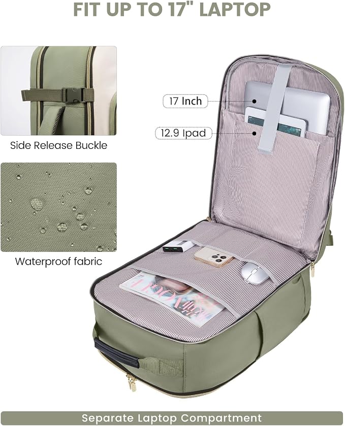 LOVEVOOK 56L Travel Backpack for Women & Men, Airline Approved Carry On Luggage with 3 Packing Cubes, TSA Overnight Bags, Waterproof Personal Item Bag, Weekender Essentials Backpacks fits 17" Laptop