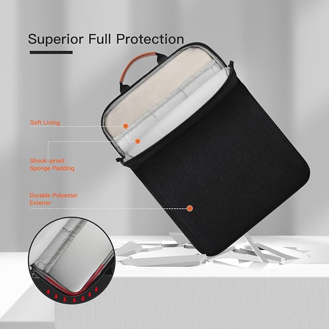 13 inch iPad Sleeve Carrying Bag for 13 inch iPad Pro M5 & Air M4/M3 2026, iPad Pro 12.9, 13.8" Surface Laptop 7th, Padded Trave Tablet Case with Shoulder Strap, Black