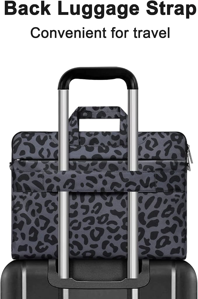 MOSISO Laptop Shoulder Bag, 13 inch Computer Bags Compatible with MacBook Air M4 M3 M2 M1 2025-2018 / Pro 13 2025-2016, Leopard Grain Briefcase Sleeve with Belt