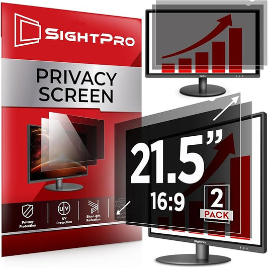 SightPro 21.5 Inch 16:9 [2 Pack] Computer Privacy Screen Filter for Monitor - Privacy Shield and Anti-Glare Protector