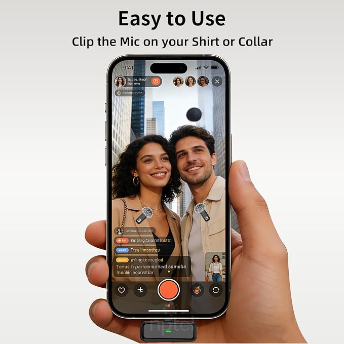 NPTCL Wireless Lavalier Microphone for iPhone Android Phone - USB Type C Mini Microphone with 24H Charging Case Noise Reduction for Video Recording Vlog YouTube TikTok