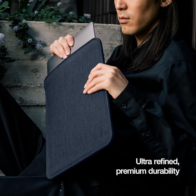 Incase ICON Sleeve with Woolenex - MacBook Air 13 inch Case - M5 2026, M4 2025, M3 M2 2024-2022 - Fitted MacBook Case, Laptop Sleeve, Hard Cover, Durable, Lightweight - Heather Navy