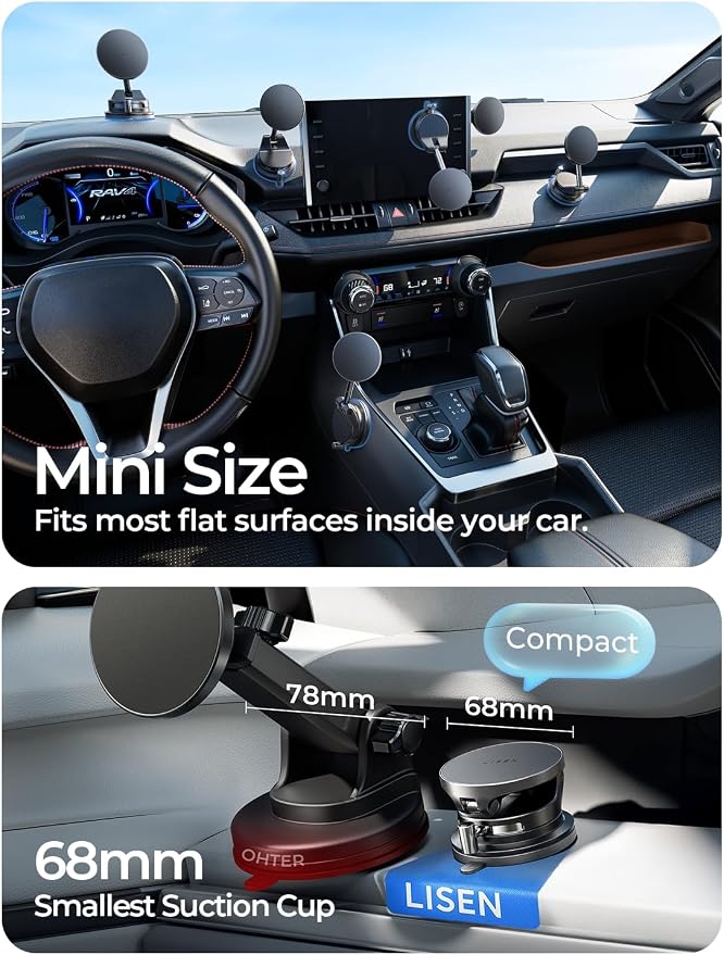 LISEN for 15W Magsafe Car Mount Charger, Magnetic Phone Holders for Your Car, Magnetic Wireless Car Charger, Suction Phone Mount for Car Accessories for iPhone 17 Pro Max 16 15 14 13 12, Pads & Mats