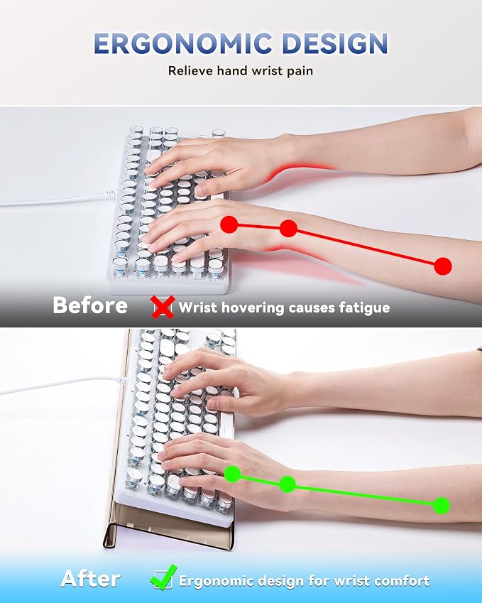 Laborio Acrylic Computer Keyboard Stand for Desktop (Coffee), Ergonomic Keyboard Tilted Elevated Rack Key Board Tray Holder Riser Stand for Office Home Desk Work Supplies