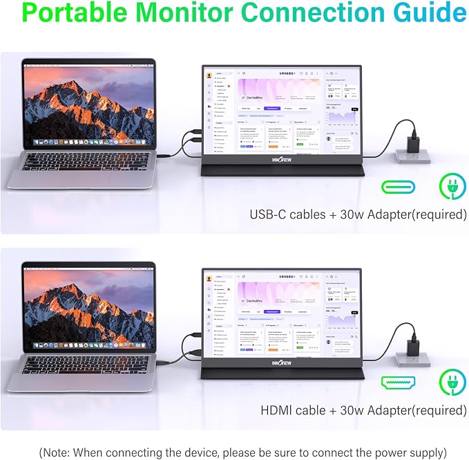 InnoView 2K Portable Monitor for Laptop 15.6" QHD 100% sRGB with Protective Sleeve, Built-in Speaker USB C Standard HDMI Ultra-Slim Travel Monitor for Laptop MacBook Phone PS5 Xbox Switch