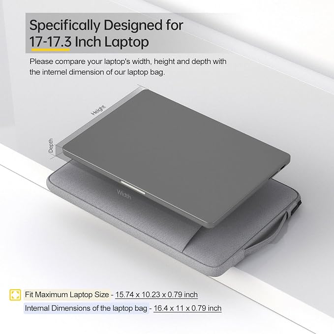 17.3 Inch Laptop Case Bag for HP 17.3 / Envy 17 17t/ Pavilion 17, Acer Nitro 5, Lenovo IdeaPad 3 17, ASUS VivoBook Pro 17 Carrying Protective Case(Light Grey)