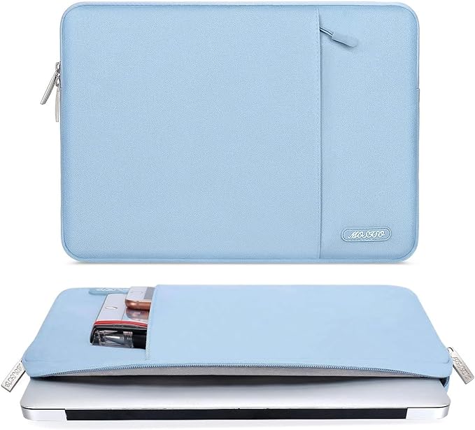 MOSISO Laptop Case 15 inch, 15 inch Laptop Sleeve Compatible with MacBook Air M5 A3448 M4 A3241 M3 A3114 M2 A2941 2026-2023, Dell XPS, Polyester Vertical Computer Sleeve Bag with Pocket, Air Blue