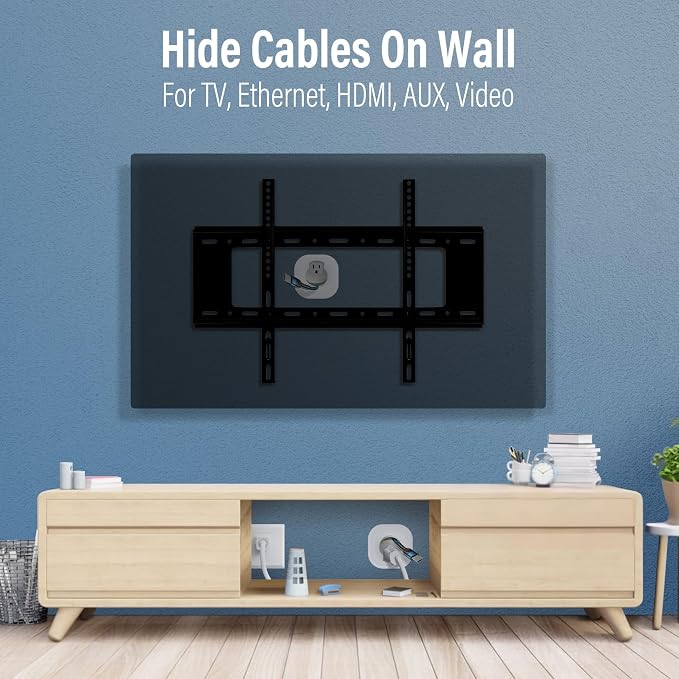 in-Wall Cable Management Kit, TV Cord Hider for Wall Mounted TV, Hide TV Cords for Wall Mount TV, TV Outlet Wall Kit Includes Power & Low Voltage Cable Management with Hole Saw Drill Attachment