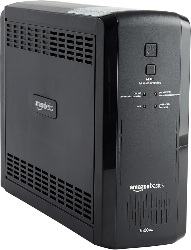 Amazon Basics UPS Battery Backup & Surge Protector, 1500VA/900W, 10 Outlets, Line Interactive Uninterruptible Power Supply with Sinewave Technology, Black