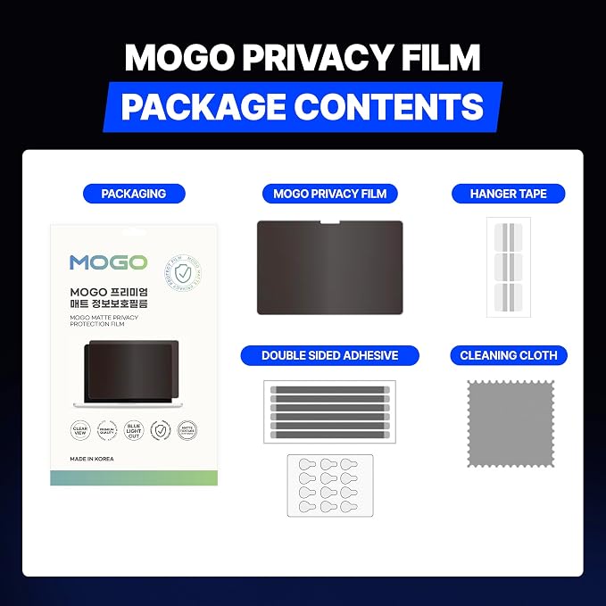 MOGO Privacy Screen Filter for Microsoft Surface Pro 11/10/9/8/X 13 inch - Keep Data Secure Anywhere, Dual Matte Anti-Spy Protector with Blue Light Blocking, Anti Glare & Scratch Resistant Film