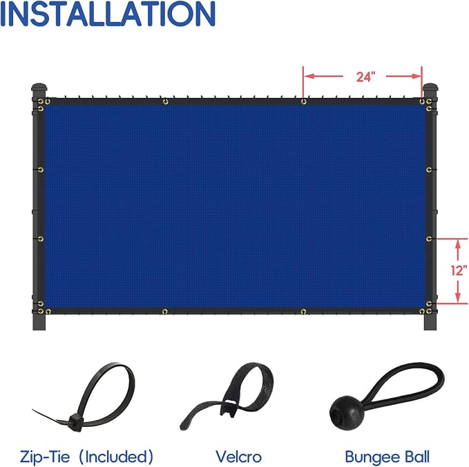 Bynbbur 6'x199' Privacy Fence Screen Net Fencing 90% Privacy Blockage Windscreen Fence Cover with Copper Grommet for Patio Backyard Garden Swimming Pool, Zip Ties Included, Blue
