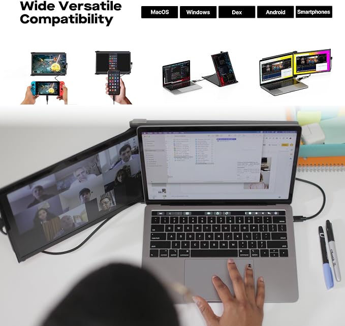 Portable Monitor for Laptops, New Mobile Pixels Duex Plus DS 13.3" FHD 1080P Laptops Screen Extender, USB Type-C/HDMI Plug and Play Laptop Extended Monitor, Windows/macOS/Android/Switch Compatible