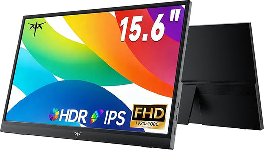 KTC Portable Monitor 15.6 Inch, FHD 1080P Travel Laptop Monitor Extender with USB-C HDMI, Ultra-Slim IPS HDR Display with Speakers, Second Monitor Screen for Laptop Phone Xbox Mac Switch, Black H15F9