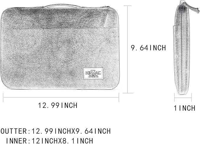 Kinmac 360° Protective Water Resistant Laptop Case Bag Sleeve with Handle for Surface Pro,MacBook Pro 13",MacBook 12",New MacBook Air 13" Retina,iPad pro 12.9",12 inch-13.3 inch Laptop (Black Maple)
