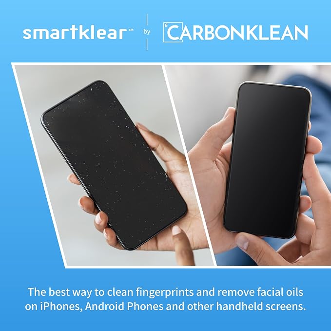 SmartKlear Smart Phone Screen Cleaner - Compatible with iPhones, Androids, and More - Cleaner with Carbon Microfiber Tech-Black-1 Count (Pack of 1)