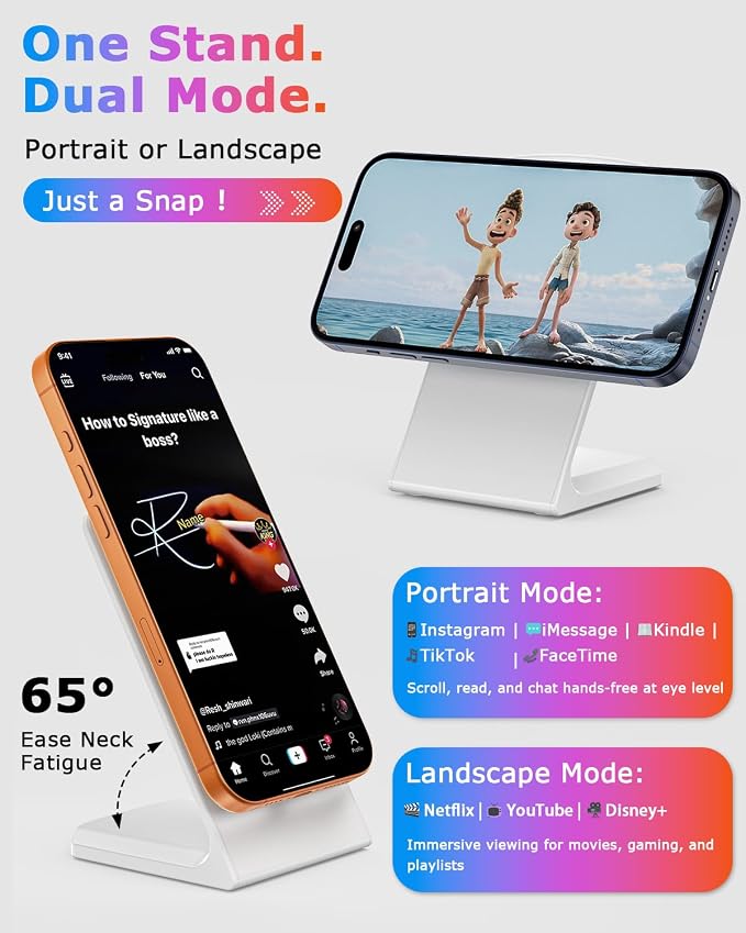 Mag.Safe Charger Stand, Magnetic Wireless Charging Station for iPhone 17/16/15/14/13/12 Series (Lunar White)