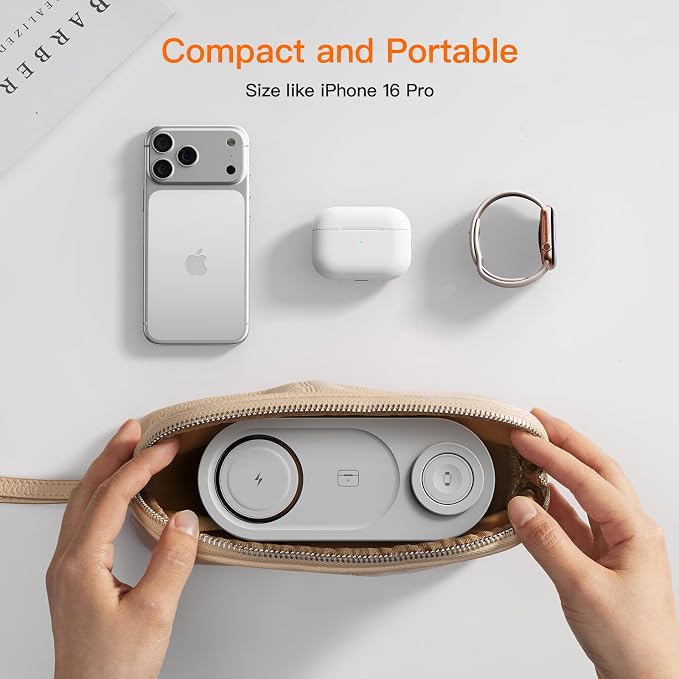for AppleWatch 5W Fast Charger：3 in 1 Wireless Charging Station for Apple Mag-Safe Charger Stand,Fast Magnetic Wireless Charger Station for iPhone171615 14 13 12 Series,Airpods, Watch（Foldable