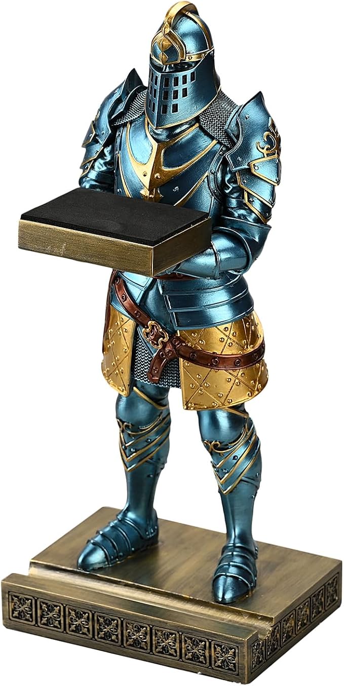 King's Guard Headphone Stand Watch Display Stand Jewelry Bracelet Necklace Holder Trays Towers Warrior Knight Mobile Phone Stand for Office & Home 12.20 Inch (Blue)