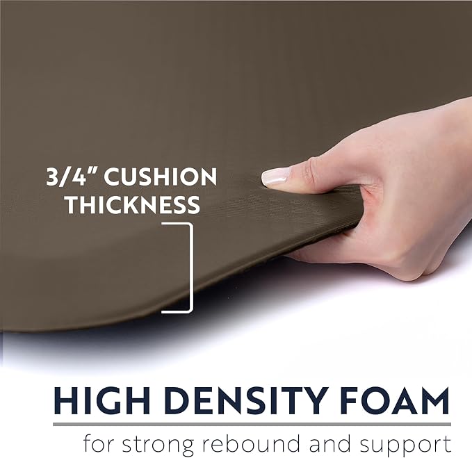 KANGAROO Anti Fatigue Mats for Kitchen Floor, Reduce Foot, Knee, Back Pressure, 3/4 Inch Thick Cushioned Ergonomic Mat, Waterproof Comfort Rug for Under Sinks, Standing Desk, Stores, 20x32, Cappuccino