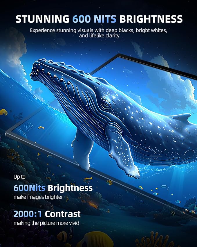 Newsoul 15.6" 4K QLED Portable Monitor, UHD 3840x2400 600 Nits 100% AdobeRGB, USB-C HDMI HDR FreeSync, Second Screen for Laptop MacBook PC Game Consoles, VESA Mountable Travel Monitor with Speakers