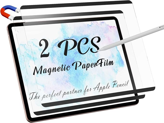 Peslv 2 Pack Magnetic Paperfilm for iPad 9th 8th 7th Generation 10.2 Inch & Air 3th & Pro 10.5in Feel Like Writring Drawing On Paper, Removable Matte Anti Glare Blue Light Screen Protector