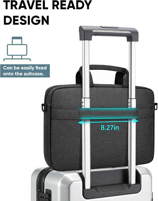 Bulado Laptop Bag with File Organizer, Water-Resistant Laptop Case, 15.6 Inch Multi-Compartment Work Bag for Men and Women, Carry-On for Business Commute Work Travel Trip