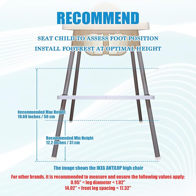 Adjustable Foot Rest for IKEA High Chair, Foot Rest for Baby Feet, High Chair Accessories Footrest Compatible with IKEA Antilop Highchair