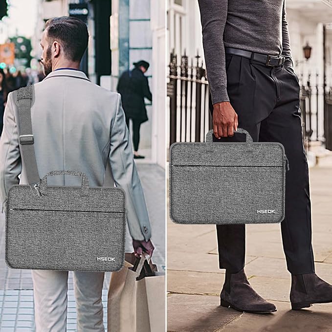Hseok Laptop Shoulder Bag 13-14 inch Shockproof Water-Resistant HandBag with Small Case Compatible with MacBook Pro/Neo 14" M5/M4/M3/M2/M1, Mac Air/Pro 13.3", XPS 13/14, Most 13"-14" PC,Dark gray