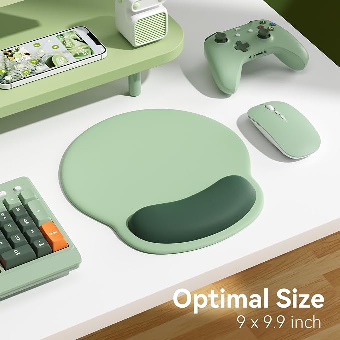 Ergonomic Mouse Pad with Wrist Rest,Mousepad with Wrist Support - Cute Gel Portable Mouse Pads for Desk Laptop,Computer,Office & Home Decor-(Green)