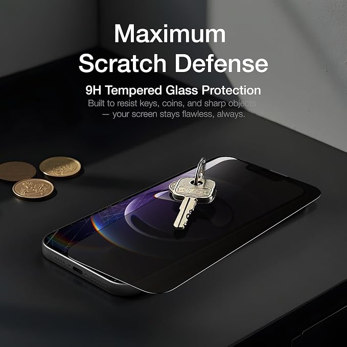 AMAZINGthing for iPhone 16e [Titan - Privacy] Screen Protector, Anti Spy, 9H Tempered Glass, Built-in Dust Filter Full Coverage, Case‑Friendly, Oleophobic, Bubble‑Free Application, 2 Pack