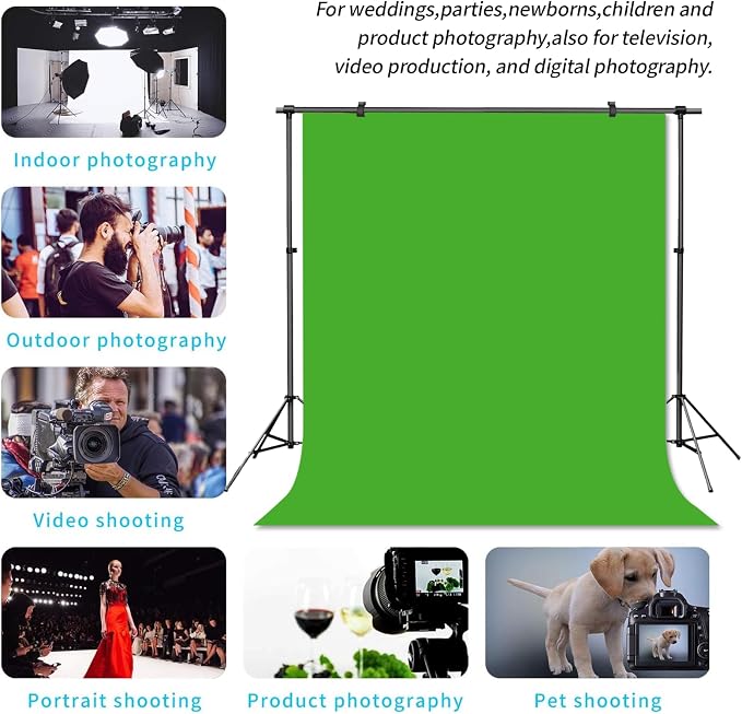 Green Screen Backdrop Chromakey Virtual GreenScreen Background Sheet Fabric Wrinkle Resistance Photo Background for Photo Studio Shooting Props 10x10FT