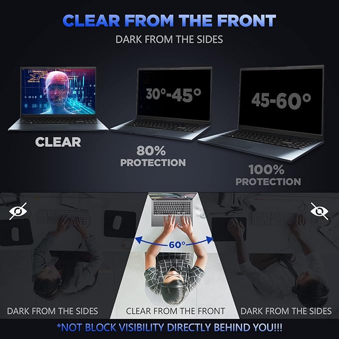 Magicmoon 16" Privacy Filter Screen Protector, Anti-Spy/Glare Film for 16 inch Widescreen Notebook Laptop with 16:10 Aspect Ratio (Width x Height:344.5mmx215mm)