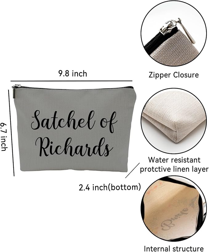 ZUYUROU Funny Makeup Bag Satchel of Richards Gag Gift for Women Bachelorette Birthday, Travel Cosmetic Pouch Double-Sided Zipper Organizer for Toiletries