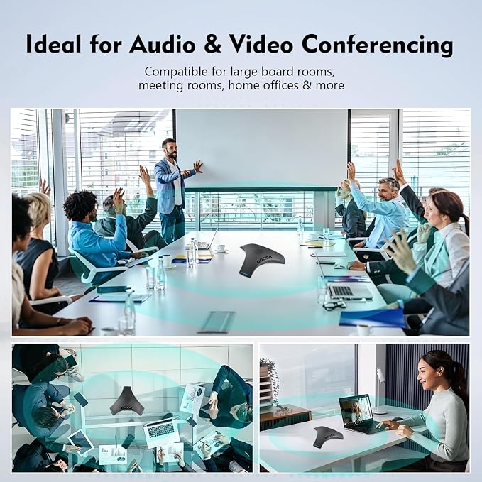 TOALLIN S68 Speakerphone, Wireless Conference Microphones with Speaker, 360° Omnidirectional Voice Pickup, Bluetooth & USB Computer Speaker and Noise-Reduction Mics for Business Meetings