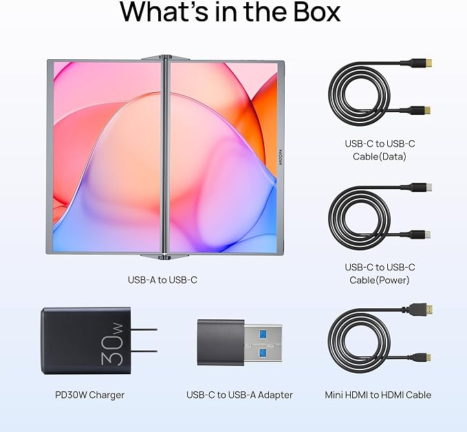 ARZOPA 15.6" Dual Portable Monitor for Laptop, Foldable Stackable FHD 1080P 100% sRGB IPS Extender, USB C & HDMI Connectivity, Adjustable Kickstand, for Mac PC Windows Gaming Office Travel-E1 Gray