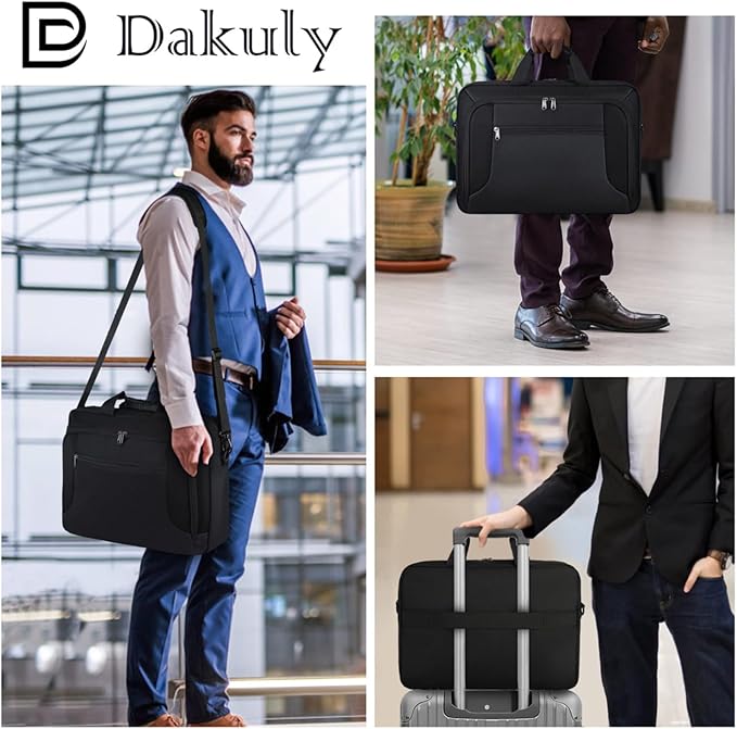 Laptop Bag 15.6 Inch Laptop Briefcase Computer Bag for Men Women Waterproof Business Office Work Large Laptop Case 15.6 Inch Adjustable Shoulder Messenger Bag Black