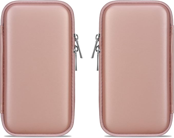 Canboc Carrying Travel Pouch MacBook Charger Case for MacBook Accessories, Charging Cords, Air Power Adapter, iPhone Charger, USB Cable Organizer for Earbuds, Battery Pack, USB Hub, Rose Gold