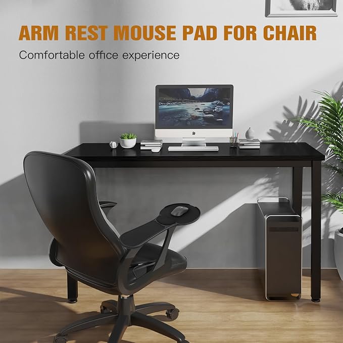 Upgraded Ergonomic Arm Rest Mouse Pad for Chair，Adjustable Mouse Tray with Wrist Cushion, Chair arm Mousepad, Black