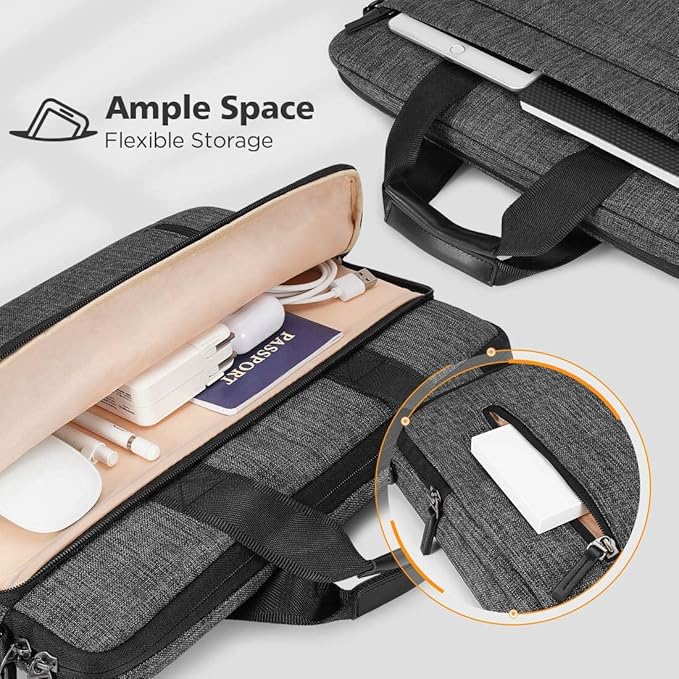 KIZUNA Laptop Bag Case 13.3 Inch Computer Shoulder Messenger Sleeve Briefcase for 13" MacBook Air/MacBook Pro 14 M2 Pro/M1 MAX/14 Lenovo ThinkPad X1 Carbon/IdeaPad Flex 5i /Huawei,Grey