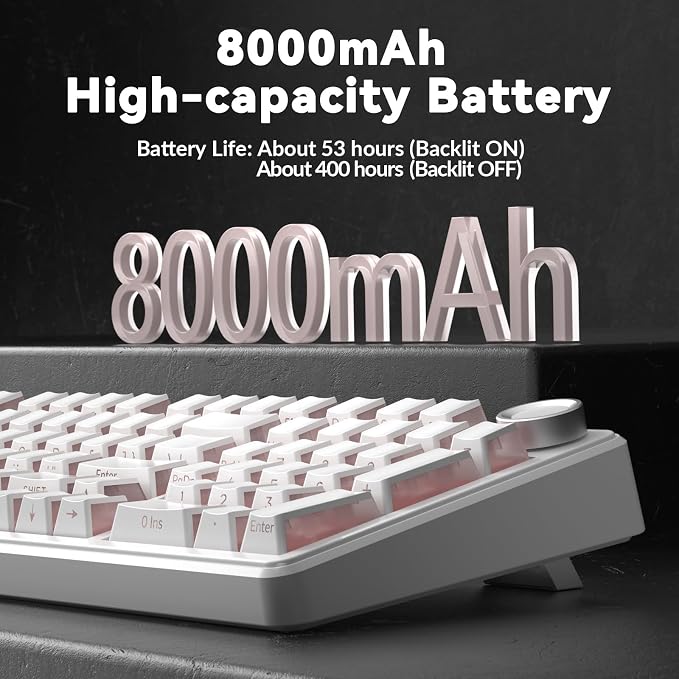 AULA F99 Pro Wireless Mechanical Keyboard-Silent Version,BT5.0/2.4GHz/USB-C Hot Swappable Custom Keyboard,Gasket Structure,Pre-lubed Linear Switches RGB Backlit Computer Gaming Keyboards,White