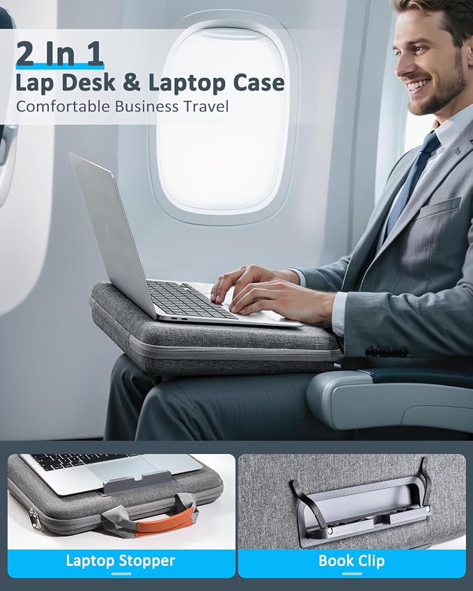 Hard Laptop Case 15.6 Inch for HP Dell Lenovo ASUS Acer - 2 in 1 Laptop Sleeve & Lap Desk with Stopper and Book Clip, Shockproof Waterproof 16.2 MackBook Pro Case - Gray