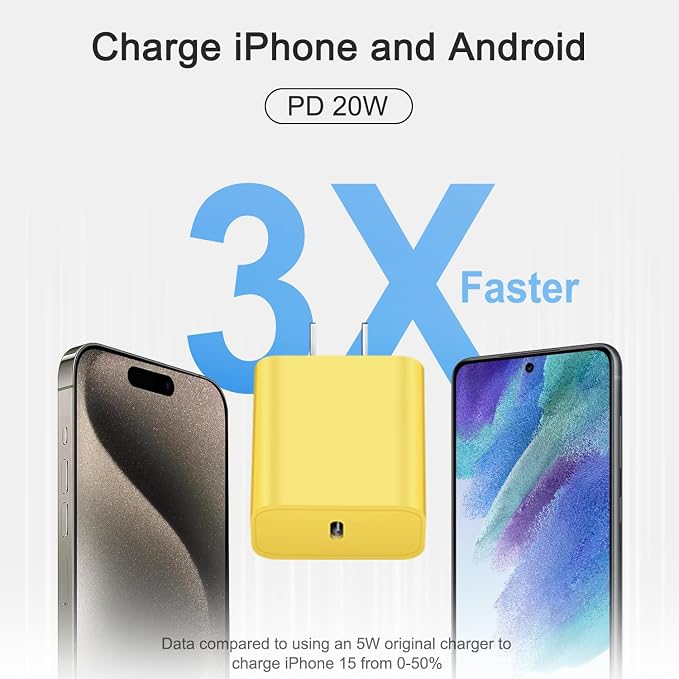 iPhone 17 16 15 Fast Charging 10FT Long USB C Charger Type C Charger 3 Pack Fast Charger USB C for iPhone 17/17 Plus/17 Pro/17 Pro Max/16/16 Plus/16 Pro/16 Pro Max/15 Pro Max,iPad Pro,Samsung(Yellow)