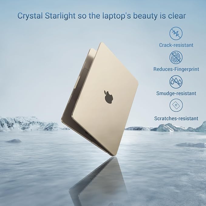 MOSISO Compatible with MacBook Air 13 inch Case M5 2026 M4 2025 M3 M2 2024-2022 A3449 A3240 A3113 A2681, Hard Shell&Keyboard Cover&Screen Film&Type C for MacBook Air 13.6 inch Case, Crystal Starlight