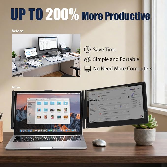 KEFEYA Laptop Screen Extender, 14" 1080P FHD IPS Laptop Monitor Extender for Home Office, Dual Travel Monitor for Laptops 13-17.3", USB-C HDMI Plug-Play for macOS Windows PS Switch Xbox Phone Pad