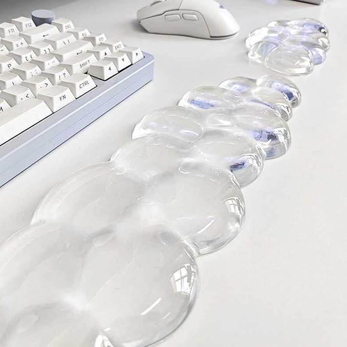 Mouse Pad with Wrist Rest, Soft Cloud Gel Keyboard Mouse Pad Set with Hand Wrist Support, Cute Non Slip Office Desk Accessories for Comfort/Pain Relief/PC Gaming/Computer/Laptop, (Clear Cloud)