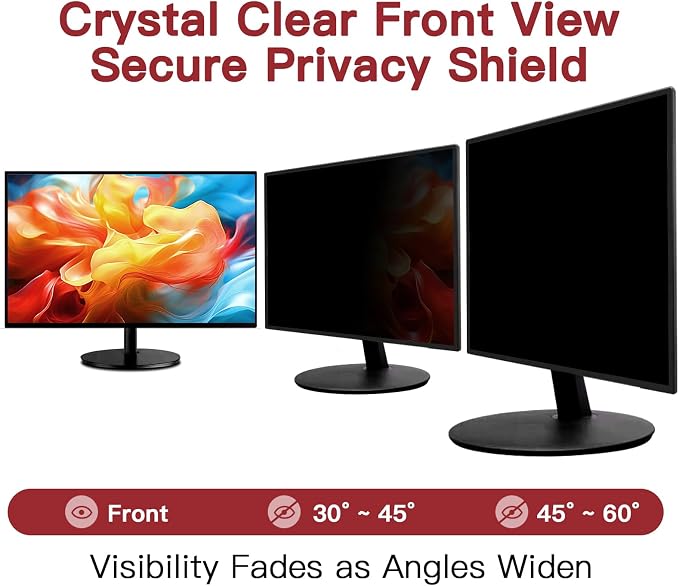 2 Pack 24 Inch 16:10 Privacy Screen for Computer Monitor, Eye Protection Anti Glare Computer Screen Cover, Removable Anti-Scratch Computer Screen Privacy Shield for 24'' Widescreen Monitor