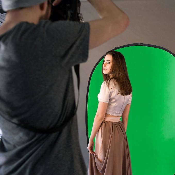 Koopro 5’×7’ Collapsible Twist Background Double-Sided Pop Up Flex Backdrops Chroma Blue & Green Portrait Screen Professional Video Photography and Television Studio Props with Carrying Case