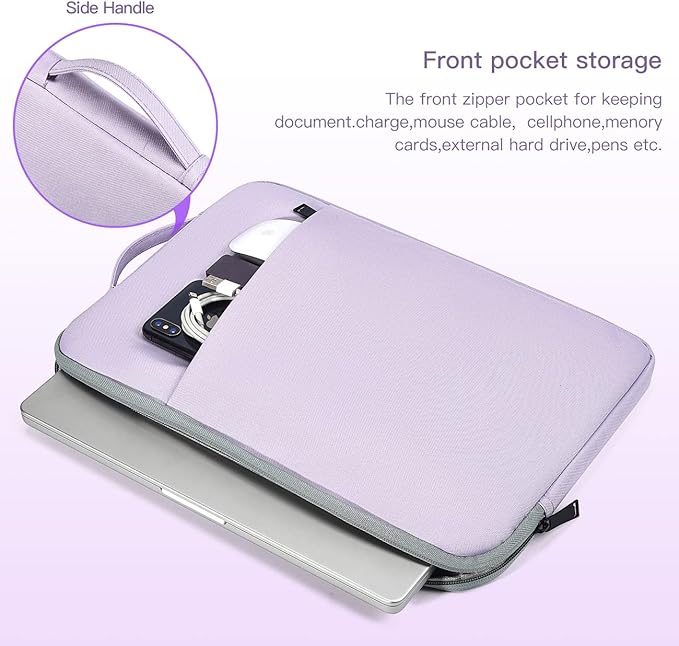 15.6 Inch Laptop Sleeve Case Water-Resistant Computer Bag with Handle for HP Lenovo Dell ASUS Acer Chromebook 15 / HP Envy X360 15.6 / Acer Aspire 15 / Dell Inspiron 15 / Lenovo IdeaPad 15.6 -Purple