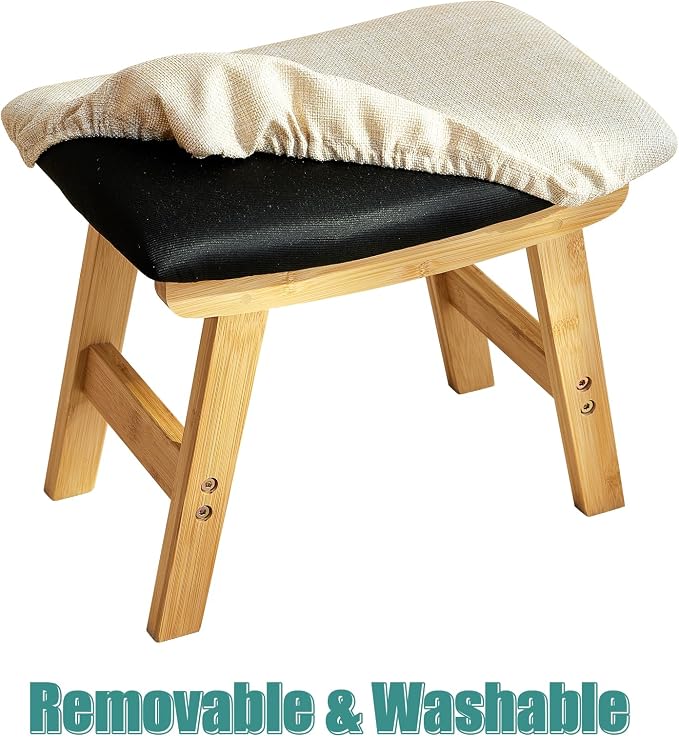viewcare Foot Stools Ottoman, Small Foot Stool Ottoman, and Footstool, Wooden Foot Stool, Sofa Footrest Extra Seating for Living Room Entryway Office